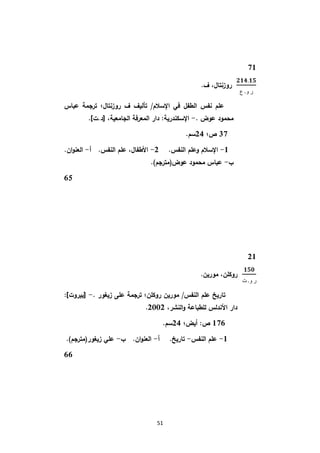 دليل الإنتاج الفكري في مجال علم النفس بمكتبة كلية الآداب جامعة مصراتة الجزء الأول