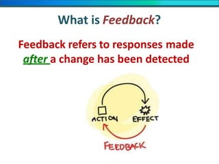 What is Feedback?
Feedback refers to responses made
after a change has been detected
 