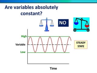 Are variables absolutely
constant?
STEADY
STATE
High
Variable
Low
NO
 