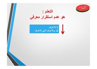 ‫اﻟﺗﻌﻠم‬:
‫ﻣﻌرﻓﻲ‬ ‫اﺳﺗﻘرار‬ ‫ﻋدم‬ ‫ھو‬
30
1-‫ﻻأﻋرف‬
2-‫وﻻأﻋرف‬‫أﻧﻧﻲ‬‫ﻻأﻋرف‬
 