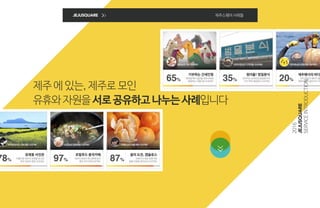 제주에있는,제주로모인
유휴와자원을서로공유하고나누는사례입니다
JEJUSQUARE 제주스퀘어사례들
2016
JEJUSQUARE
SERVICEINTRODUCTION
 