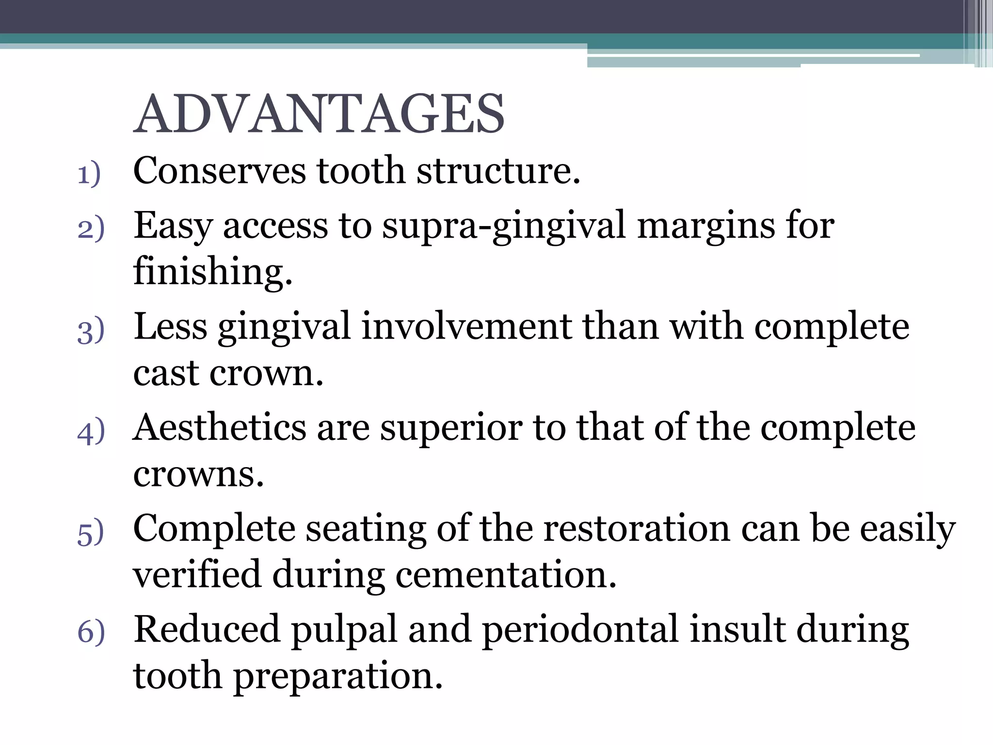 Tooth preparation for partial veneer crwns PPT