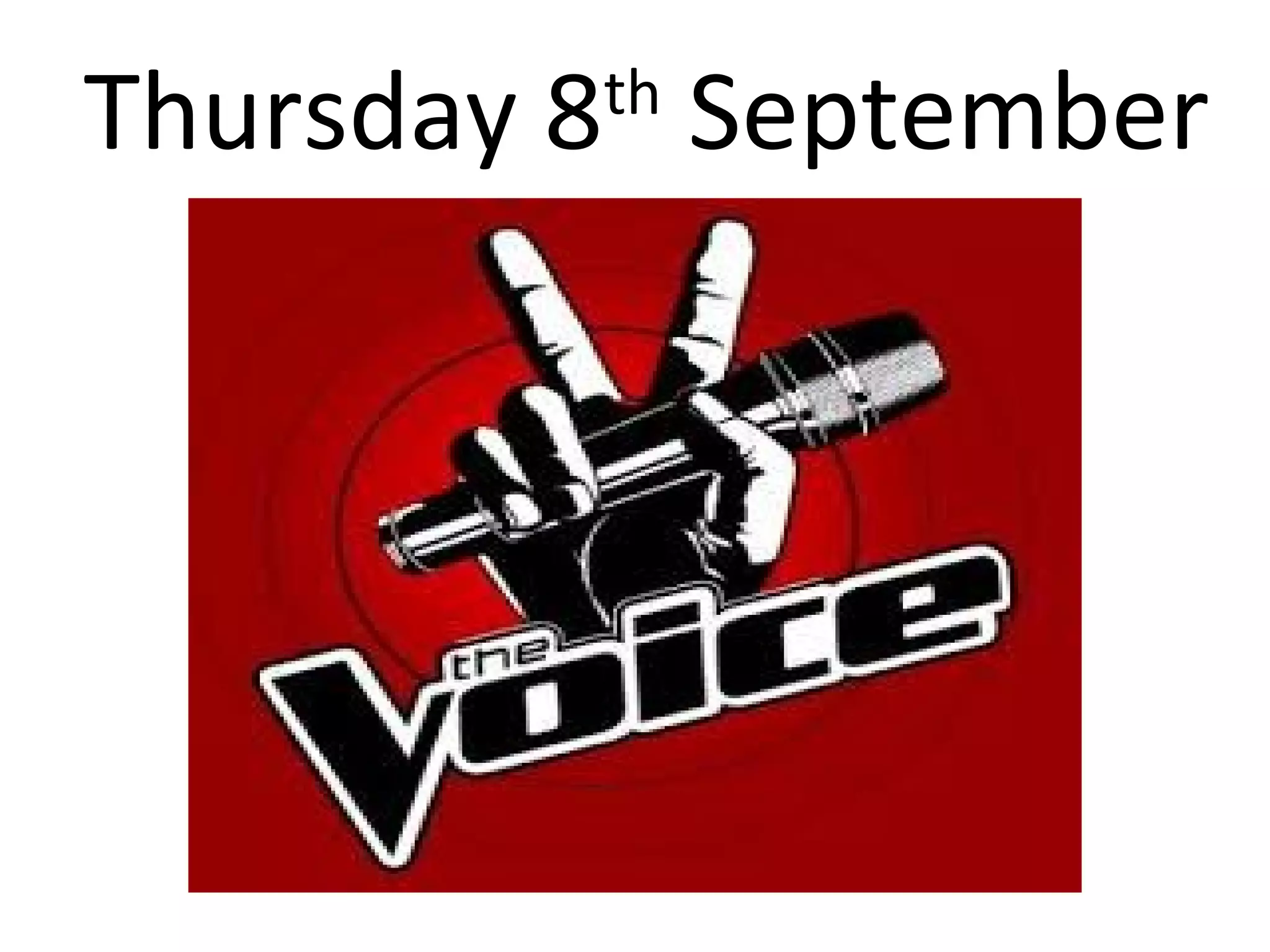 Thursday 8th
September
 