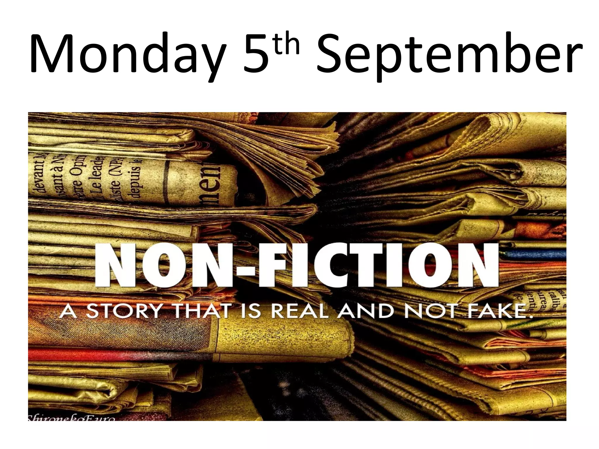 Monday 5th
September
 