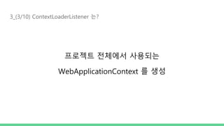 3_(3/10) ContextLoaderListener 는?
프로젝트 전체에서 사용되는
WebApplicationContext 를 생성
 