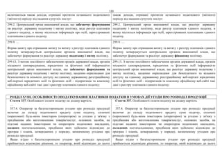 133
включаються також доходи, отримані протягом останнього податкового
(звітного) періоду від надання супутніх послуг:
також доходи, отримані протягом останнього податкового (звітного)
періоду від надання супутніх послуг:
299.2. Центральний орган виконавчої влади, що забезпечує формування
та реалізує державну податкову і митну політику, веде реєстр платників
єдиного податку, в якому міститься інформація про осіб, зареєстрованих
платниками єдиного податку.
299.2. Центральний орган виконавчої влади, що реалізує державну
податкову і митну політику, веде реєстр платників єдиного податку, в
якому міститься інформація про осіб, зареєстрованих платниками єдиного
податку.
299.9. …
Форма запиту про отримання витягу та витягу з реєстру платників єдиного
податку затверджується центральним органом виконавчої влади, що
забезпечує формування та реалізує державну податкову і митну політику.
299.9. …
Форма запиту про отримання витягу та витягу з реєстру платників єдиного
податку затверджується центральним органом виконавчої влади, що
забезпечує формування та реалізує державну фінансову політику.
299.13. З метою постійного забезпечення органів державної влади, органів
місцевого самоврядування, юридичних та фізичних осіб інформацією
центральний орган виконавчої влади, що забезпечує формування та
реалізує державну податкову і митну політику, щоденно оприлюднює для
безоплатного та вільного доступу на єдиному державному реєстраційному
веб-порталі юридичних осіб та фізичних осіб - підприємців та власному
офіційному веб-сайті такі дані з реєстру платників єдиного податку:
299.13. З метою постійного забезпечення органів державної влади, органів
місцевого самоврядування, юридичних та фізичних осіб інформацією
центральний орган виконавчої влади, що реалізує державну податкову і
митну політику, щоденно оприлюднює для безоплатного та вільного
доступу на єдиному державному реєстраційному веб-порталі юридичних
осіб та фізичних осіб - підприємців та власному офіційному веб-сайті такі
дані з реєстру платників єдиного податку:
РОЗДІЛ XVIII. ОСОБЛИВОСТІ ОПОДАТКУВАННЯ ПЛАТНИКІВ ПОДАТКІВ В УМОВАХ ДІЇ УГОДИ ПРО РОЗПОДІЛ ПРОДУКЦІЇ
Стаття 337. Особливості сплати податку на додану вартість
…
337.4. Оператор за багатосторонньою угодою про розподіл продукції
включає до складу податкового кредиту суми податку, сплачені
(нараховані) будь-яким інвестором (оператором) за угодою у зв'язку з
придбанням або виготовленням товарів/послуг, основних засобів, на
підставі наданих інвесторами чи оператором податкових накладних,
виданих постачальниками, придбання яких здійснено відповідно до
програм і планів, затверджених у порядку, визначеному угодами про
розподіл продукції.
Якщо згідно з багатосторонньою угодою про розподіл продукції
приймається відповідне рішення, то оператор, який відповідно до цього
Стаття 337. Особливості сплати податку на додану вартість
…
337.4. Оператор за багатосторонньою угодою про розподіл продукції
включає до складу податкового кредиту суми податку, сплачені
(нараховані) будь-яким інвестором (оператором) за угодою у зв'язку з
придбанням або виготовленням товарів/послуг, основних засобів, на
підставі наданих інвесторами чи оператором податкових накладних,
складених постачальниками, придбання яких здійснено відповідно до
програм і планів, затверджених у порядку, визначеному угодами про
розподіл продукції.
Якщо згідно з багатосторонньою угодою про розподіл продукції
приймається відповідне рішення, то оператор, який відповідно до цього
 