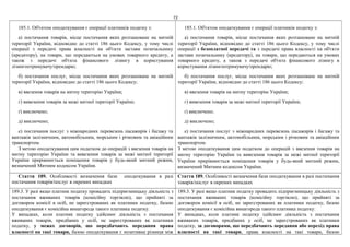 72
185.1. Об'єктом оподаткування є операції платників податку з:
а) постачання товарів, місце постачання яких розташоване на митній
території України, відповідно до статті 186 цього Кодексу, у тому числі
операції з передачі права власності на об'єкти застави позичальнику
(кредитору), на товари, що передаються на умовах товарного кредиту, а
також з передачі об'єкта фінансового лізингу в користування
лізингоотримувачу/орендарю;
б) постачання послуг, місце постачання яких розташоване на митній
території України, відповідно до статті 186 цього Кодексу;
в) ввезення товарів на митну територію України;
г) вивезення товарів за межі митної території України;
ґ) виключено;
д) виключено;
е) постачання послуг з міжнародних перевезень пасажирів і багажу та
вантажів залізничним, автомобільним, морським і річковим та авіаційним
транспортом.
З метою оподаткування цим податком до операцій з ввезення товарів на
митну територію України та вивезення товарів за межі митної території
України прирівнюється поміщення товарів у будь-який митний режим,
визначений Митним кодексом України.
185.1. Об'єктом оподаткування є операції платників податку з:
а) постачання товарів, місце постачання яких розташоване на митній
території України, відповідно до статті 186 цього Кодексу, у тому числі
операції з безоплатної передачі та з передачі права власності на об'єкти
застави позичальнику (кредитору), на товари, що передаються на умовах
товарного кредиту, а також з передачі об'єкта фінансового лізингу в
користування лізингоотримувачу/орендарю;
б) постачання послуг, місце постачання яких розташоване на митній
території України, відповідно до статті 186 цього Кодексу;
в) ввезення товарів на митну територію України;
г) вивезення товарів за межі митної території України;
ґ) виключено;
д) виключено;
е) постачання послуг з міжнародних перевезень пасажирів і багажу та
вантажів залізничним, автомобільним, морським і річковим та авіаційним
транспортом.
З метою оподаткування цим податком до операцій з ввезення товарів на
митну територію України та вивезення товарів за межі митної території
України прирівнюється поміщення товарів у будь-який митний режим,
визначений Митним кодексом України.
Стаття 189. Особливості визначення бази оподаткування в разі
постачання товарів/послуг в окремих випадках
Стаття 189. Особливості визначення бази оподаткування в разі постачання
товарів/послуг в окремих випадках
189.3. У разі якщо платник податку провадить підприємницьку діяльність з
постачання вживаних товарів (комісійну торгівлю), що прийняті за
договором комісії в осіб, не зареєстрованих як платники податку, базою
оподаткування є комісійна винагорода такого платника податку.
У випадках, коли платник податку здійснює діяльність з постачання
вживаних товарів, придбаних у осіб, не зареєстрованих як платники
податку, у межах договорів, що передбачають передання права
власності на такі товари, базою оподаткування є позитивна різниця між
189.3. У разі якщо платник податку провадить підприємницьку діяльність з
постачання вживаних товарів (комісійну торгівлю), що прийняті за
договором комісії в осіб, не зареєстрованих як платники податку, базою
оподаткування є комісійна винагорода такого платника податку.
У випадках, коли платник податку здійснює діяльність з постачання
вживаних товарів, придбаних у осіб, не зареєстрованих як платники
податку, за договорами, що передбачають передання або перехід права
власності на такі товари, права власності на такі товари, базою
 