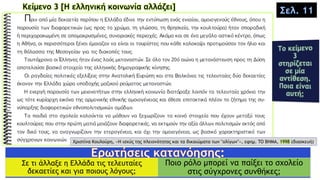 Κείμενο 3 [Η ελληνική κοινωνία αλλάζει]
Χριστίνα Κουλούρη, «Η ισχύς της πλειονότητας και τα δικαιώματα των "ολίγων"», εφημ. TO ΒΗΜΑ, 1998 (διασκευή)
Σε τι άλλαξε η Ελλάδα τις τελευταίες
δεκαετίες και για ποιους λόγους;
Ποιο ρόλο μπορεί να παίξει το σχολείο
στις σύγχρονες συνθήκες;
Σελ. 11
 