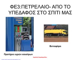 ΦΕ3:ΠΕΤΡΕΛΑΙΟ- ΑΠΟ ΤΟ
ΥΠΕΔΑΦΟΣ ΣΤΟ ΣΠΙΤΙ ΜΑΣ
Πρατήριο υγρών καυσίμων
Βυτιοφόρο
Αγγελική Χαραλαμπίδου
Επιμέλεια: Χρήστος Χαρμπής http://st-taksh.blogspot.gr σελ.54
 