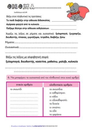 …………………………………………………
…………………………………………………..
5..Κλίνω στον ενεστώτα τα ρήματα τρέχω, σκέφτομαι
...……………………………………………………………………….
…………………………………………………………………………….
…………………………………………………………………………
………………………………………………………………………..
………………………………………………………………………
…………………………………………………………………………
6.Εξηγώ τι σημαίνει η φράση του τραγουδιού
«Ας ήταν σήμερα ο χρόνος να σταμάταγε»
………………………………………………………………………………………
……………………………………………………………………………………..
7. Τι συναισθήματα μου δημιούργησε αυτό το τραγούδι;
………………………………………………………………………………………
………………………………………………………………………………………
……………………………………………………………………………………….
Μαρία Λαμπριάδου 3
Επιμέλεια επανάληψης: Χρήστος Χαρμπής σελίδα 77
 