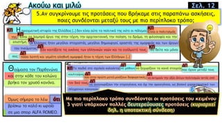 Ακούω και μιλώ
5.Aν συγκρίνουμε τις προτάσεις που βρήκαμε στις παραπάνω ασκήσεις,
ποιες συνδέονται μεταξύ τους με πιο περίπλοκο τρόπο;
Σελ. 12
 