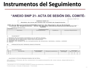 “ANEXO SNIP 21- ACTA DE SESIÓN DEL COMITÉ-
39
Instrumentos del SeguimientoInstrumentos del Seguimiento
 