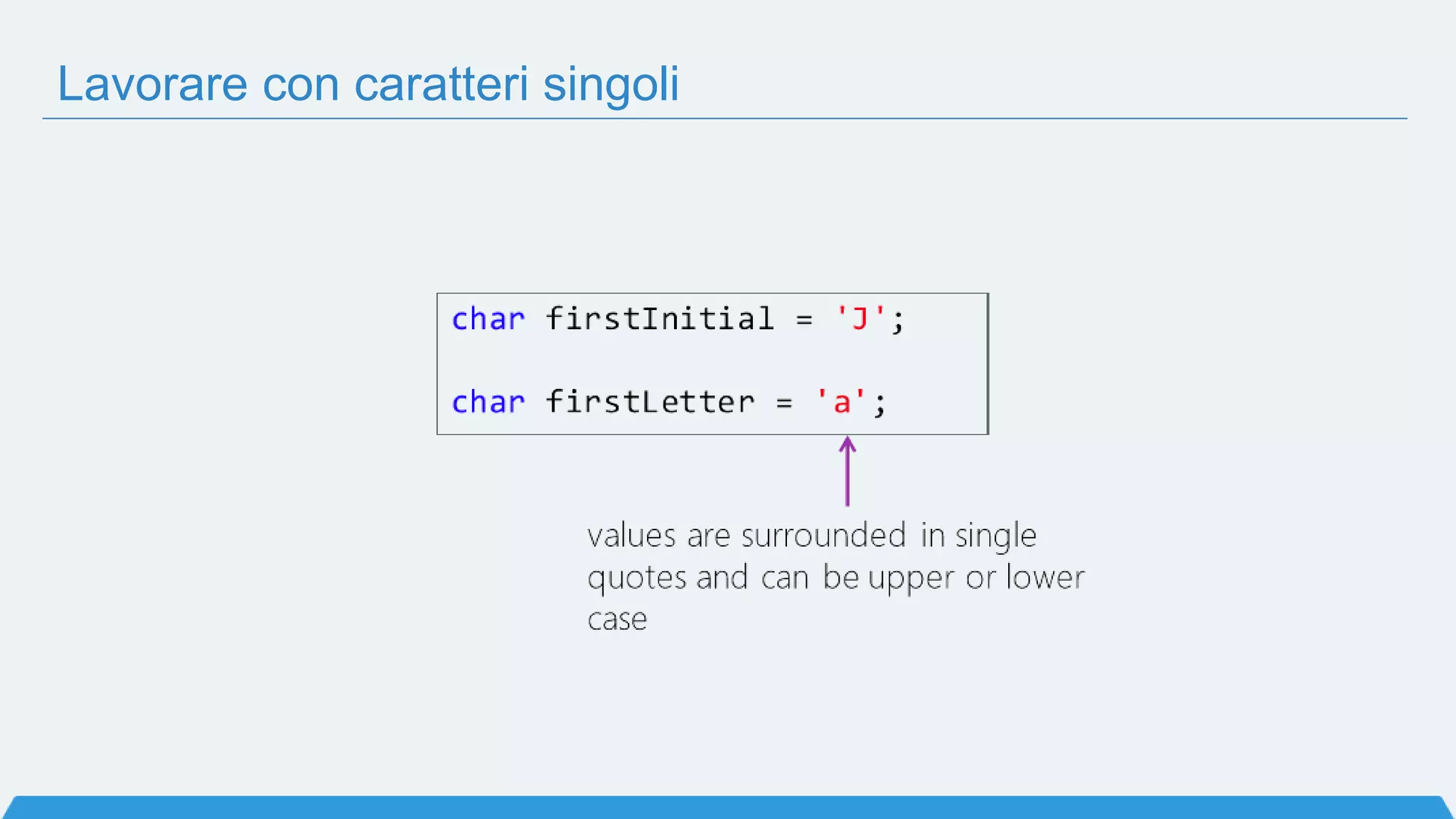 Lavorare con caratteri singoli
 