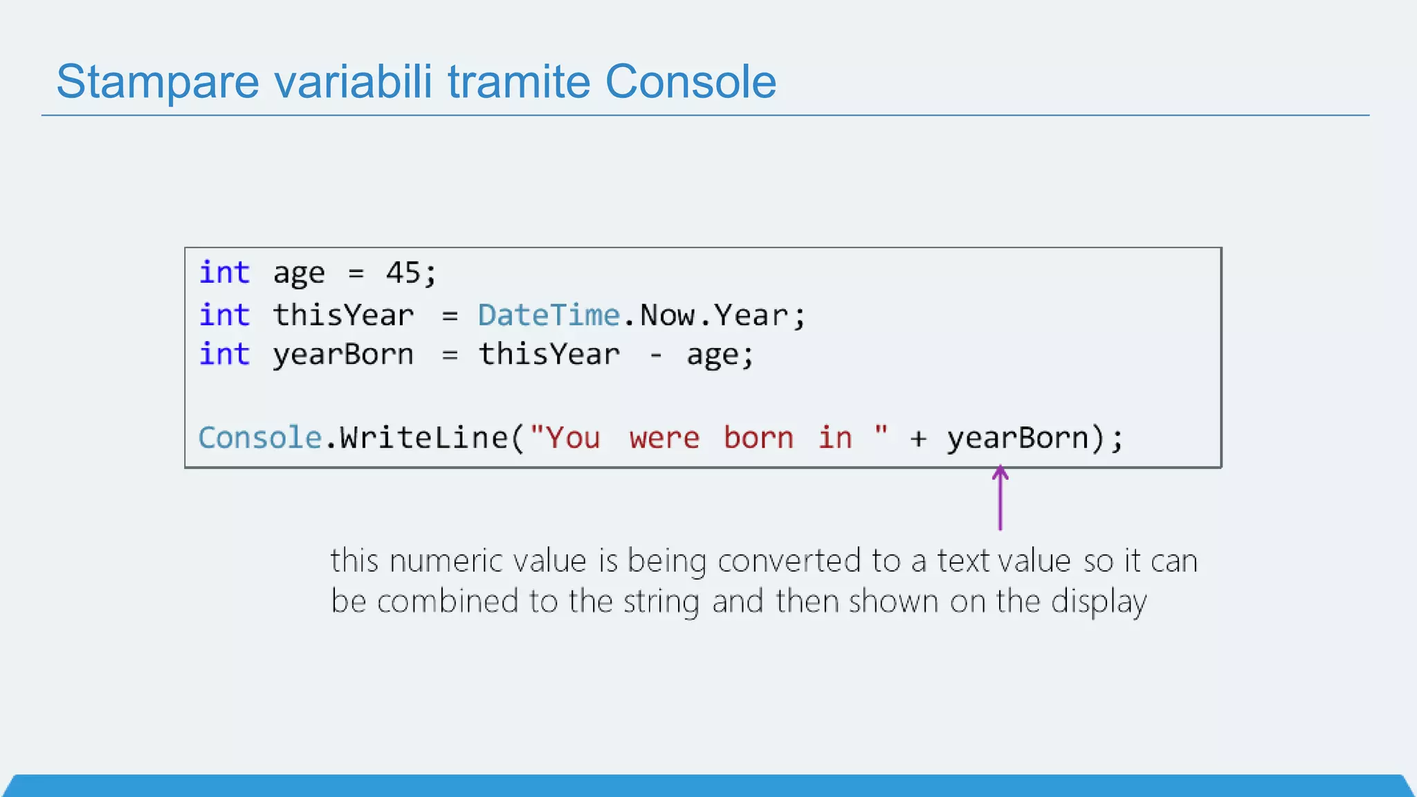 Stampare variabili tramite Console
 