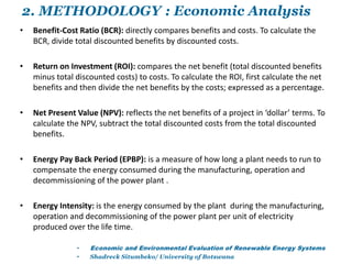 Economic and Environmental Analysis of Renewable Energy Systems | PPTX