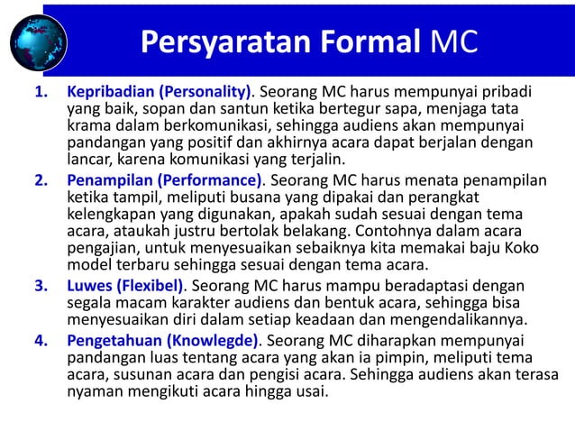 Pelatihan quot Professional MC PROTOCOLER quot PPTX