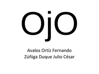 OjO
Avalos Ortíz Fernando
Zúñiga Duque Julio César
 