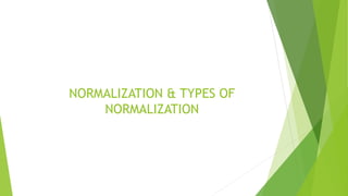 NORMALIZATION & TYPES OF
NORMALIZATION
 