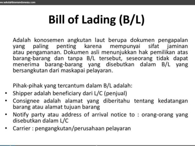 Bill of Lading dan Delivery Order Impor dan Ekspor_Materi 