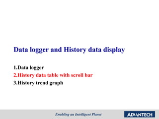 Data logger and History data display
1.Data logger
2.History data table with scroll bar
3.History trend graph
 
