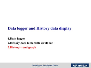 Data logger and History data display
1.Data logger
2.History data table with scroll bar
3.History trend graph
 