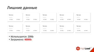 Лишние данные
• Используется: 20Kb
• Загружено: 400Kb
 