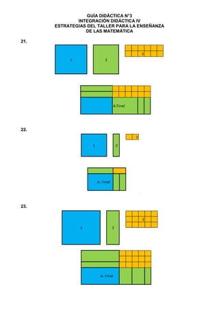 GUÍA DIDÁCTICA N°3
INTEGRACIÓN DIDÁCTICA IV
ESTRATEGIAS DEL TALLER PARA LA ENSEÑANZA
DE LAS MATEMÁTICA
21.
22.
23.
 
