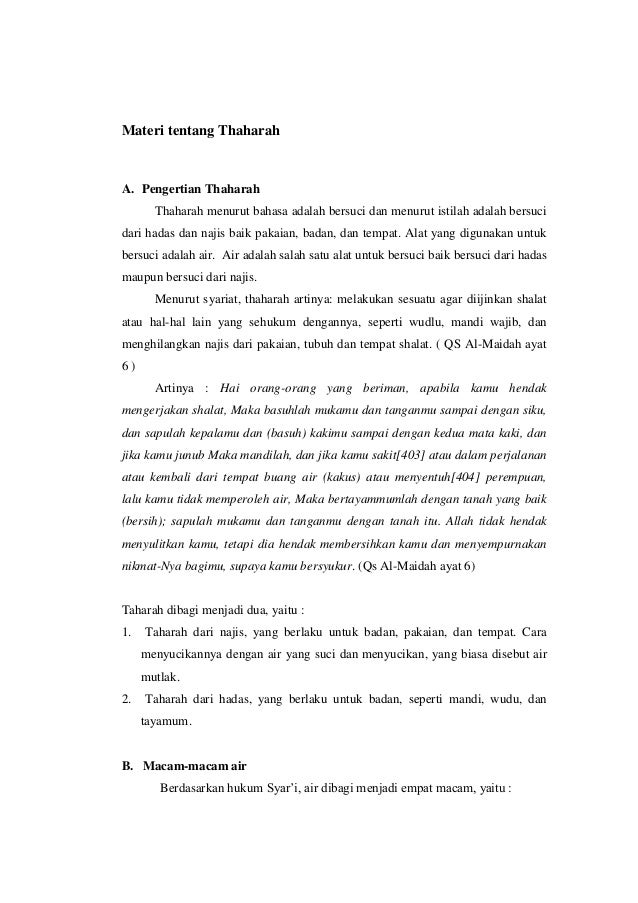 1 Materi Tentang Thaharah