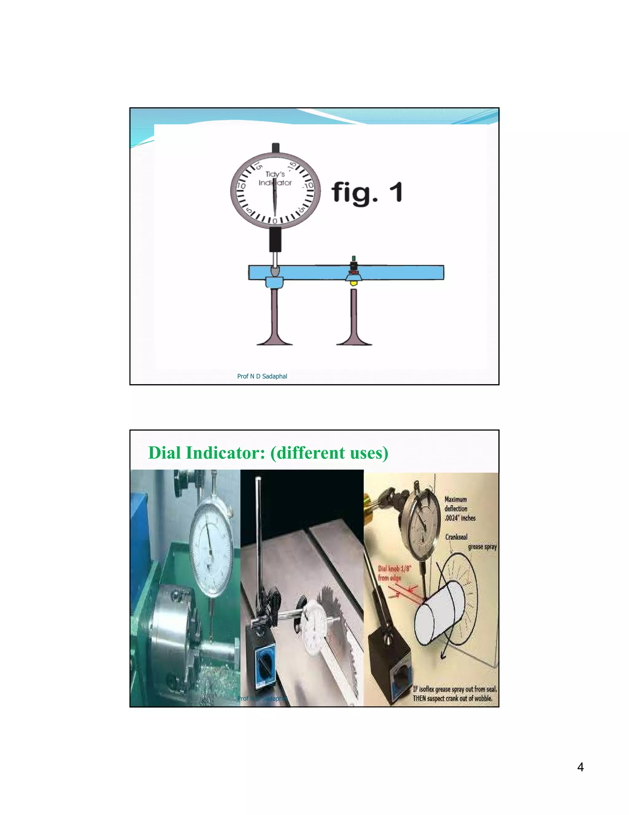 4
Prof N D Sadaphal
Dial Indicator: (different uses)
Prof N D Sadaphal
 