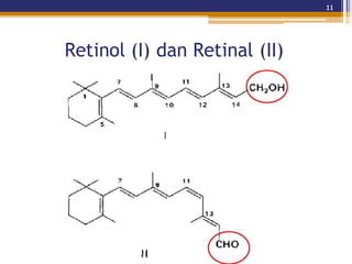 11
Retinol (I) dan Retinal (II)
 