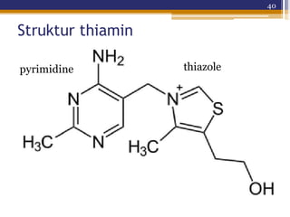 40
Struktur thiamin
pyrimidine thiazole
 