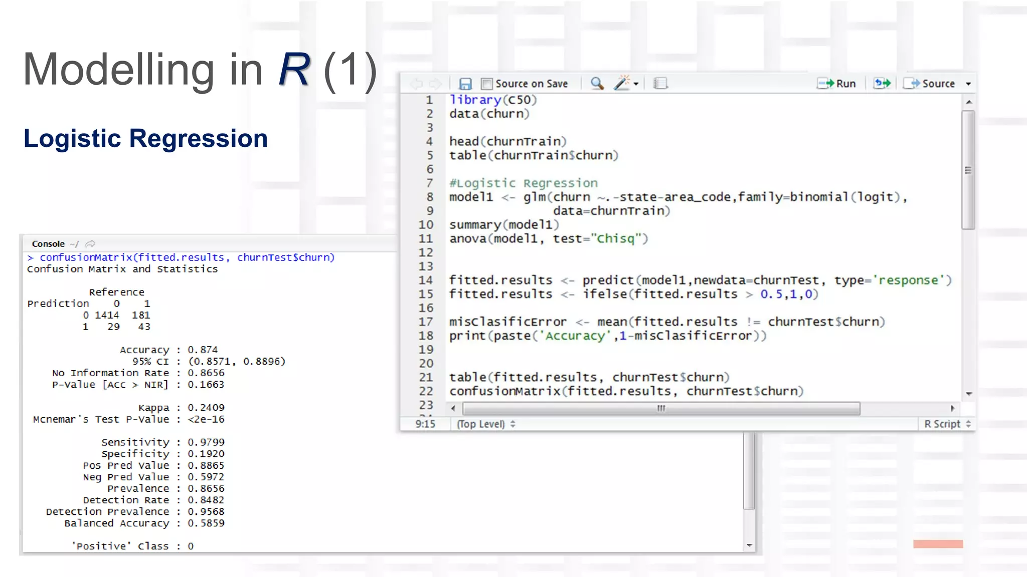 yana-ckwivjw2n5n1lxfv@guest.airbnb.com
Modelling in R (1)
Logistic Regression
 
