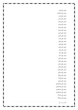 56| P a g e
‫جواد‬ ‫علي‬ ‫حسين‬
‫حاشوش‬ ‫علي‬ ‫حسين‬
‫حسن‬ ‫علي‬ ‫حسين‬
‫حسين‬ ‫علي‬ ‫حسين‬
‫حسين‬ ‫علي‬ ‫حسين‬
‫حسين‬ ‫علي‬ ‫حسين‬
‫حسين‬ ‫علي‬ ‫حسين‬
‫حسين‬ ‫علي‬ ‫حسين‬
‫حسين‬ ‫علي‬ ‫حسين‬
‫حمدي‬ ‫علي‬ ‫حسين‬
‫حمود‬ ‫علي‬ ‫حسين‬
‫خشان‬ ‫علي‬ ‫حسين‬
‫خليل‬ ‫علي‬ ‫حسين‬
‫خنجر‬ ‫علي‬ ‫حسين‬
‫دينار‬ ‫علي‬ ‫حسين‬
‫زبال‬ ‫علي‬ ‫حسين‬
‫سالم‬ ‫علي‬ ‫حسين‬
‫سلمان‬ ‫علي‬ ‫حسين‬
‫سلمان‬ ‫علي‬ ‫حسين‬
‫سلمان‬ ‫علي‬ ‫حسين‬
‫شايش‬ ‫علي‬ ‫حسين‬
‫شيحان‬ ‫علي‬ ‫حسين‬
‫صالح‬ ‫علي‬ ‫حسين‬
‫صالح‬ ‫علي‬ ‫حسين‬
‫طعمه‬ ‫علي‬ ‫حسين‬
‫عبادي‬ ‫علي‬ ‫حسين‬
‫عبدالحسين‬ ‫علي‬ ‫حسين‬
‫عبدالحسين‬ ‫علي‬ ‫حسين‬
‫عبدالحس‬ ‫علي‬ ‫حسين‬‫ين‬
‫عبدالحسين‬ ‫علي‬ ‫حسين‬
‫عبدالله‬ ‫علي‬ ‫حسين‬
‫عبدالله‬ ‫علي‬ ‫حسين‬
 