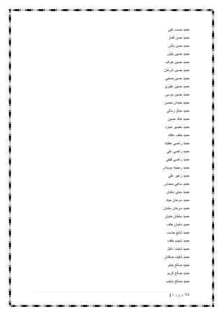 68| P a g e
‫علي‬ ‫حسب‬ ‫حميد‬
‫كماز‬ ‫حسن‬ ‫حميد‬
‫ملش‬ ‫حسن‬ ‫حميد‬
‫بليش‬ ‫حسين‬ ‫حميد‬
‫خواف‬ ‫حسين‬ ‫حميد‬
‫شرهان‬ ‫حسين‬ ‫حميد‬
‫صخي‬ ‫حسين‬ ‫حميد‬
‫عليوي‬ ‫حسين‬ ‫حميد‬
‫موسى‬ ‫حسين‬ ‫حميد‬
‫محسن‬ ‫حمدان‬ ‫حميد‬
‫رماثي‬ ‫حيال‬ ‫حميد‬
‫حسين‬ ‫خالد‬ ‫حميد‬
‫حمزه‬ ‫خضير‬ ‫حميد‬
‫عكله‬ ‫خلف‬ ‫حميد‬
‫عطيه‬ ‫راضي‬ ‫حميد‬
‫علي‬ ‫راضي‬ ‫حميد‬
‫كيفي‬ ‫راضي‬ ‫حميد‬
‫سويدان‬ ‫رحيمه‬ ‫حميد‬
‫علي‬ ‫زغير‬ ‫حميد‬
‫مجباس‬ ‫ساهي‬ ‫حميد‬
‫سلمان‬ ‫سبتي‬ ‫حميد‬
‫جياد‬ ‫سرحان‬ ‫حميد‬
‫سلمان‬ ‫سرحان‬ ‫حميد‬
‫حنيان‬ ‫سلطان‬ ‫حميد‬
‫خلف‬ ‫سلمان‬ ‫حميد‬
‫جاسب‬ ‫شايع‬ ‫حميد‬
‫خلف‬ ‫شبيب‬ ‫حميد‬
‫داخل‬ ‫شتيت‬ ‫حميد‬
‫صكبان‬ ‫شفيت‬ ‫حميد‬
‫جابر‬ ‫صالح‬ ‫حميد‬
‫كريم‬ ‫صالح‬ ‫حميد‬
‫متعب‬ ‫صالح‬ ‫حميد‬
 