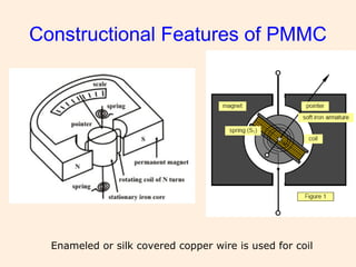 Constructional Features of PMMC
Enameled or silk covered copper wire is used for coil
 