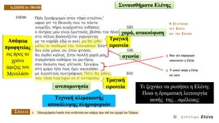 Συναισθήματα Ελένης
χαρά, ανακούφιση
αγωνία
ανυπομονησία Tι ξεχνάει να ρωτήσει η Ελένη;
Ποια η δραματική λειτουργία
αυτής της…αμέλειας;
 