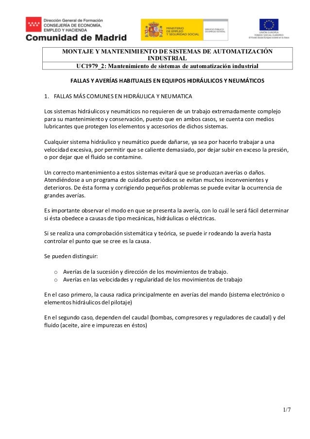 Posibles fallas en cilindros hidráulicos