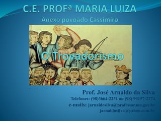 Prof. José Arnaldo da Silva
Telefones: (98)3664-2231 ou (98) 99157-2274
e-mails: jarnaldosilva@professor.ma.gov.br
jarnaldosilva@yahoo.com.br
 