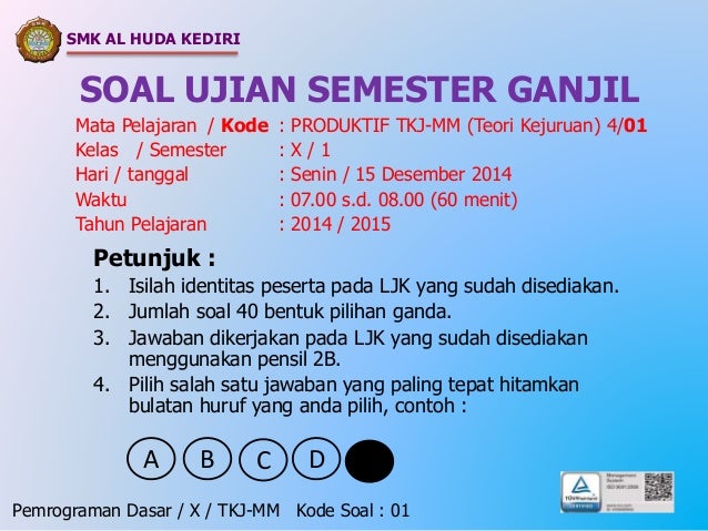 Soal Pemrograman Dasar Bab 1 Kelas 10 - Darma Soal