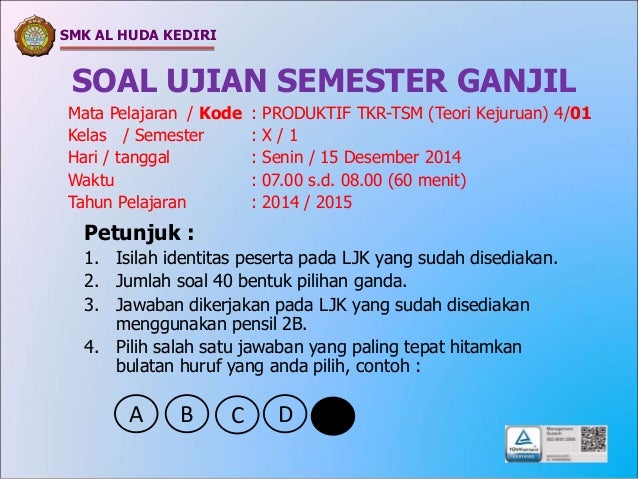 1 Produktif 4 Kelas X Tkr Tsm