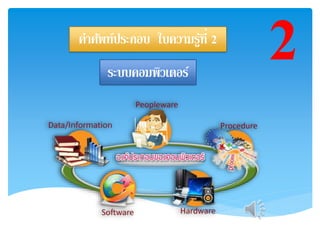 คำศัพท์ประกอบ ใบควำมรู้ที่ 2
ระบบคอมพิวเตอร์
2
 