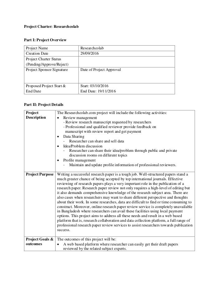 project management charter