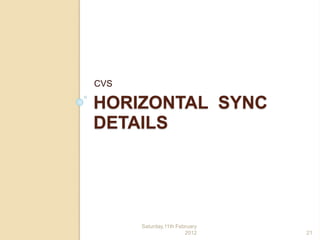HORIZONTAL SYNC
DETAILS
CVS
Saturday,11th February
2012 21
 