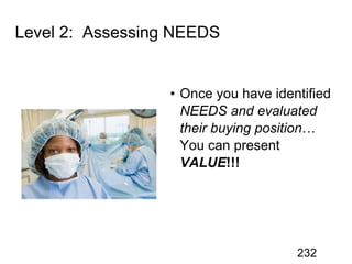 NEEDS and evaluated
their buying position
VALUE!!!
232
 