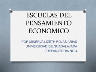 ESCUELAS DEL
PENSAMIENTO
ECONOMICO
POR MINERVA LIZETH ROJAS ARIAS
UNIVERSIDAD DE GUADALAJARA
PREPARATORIA NO.4
 