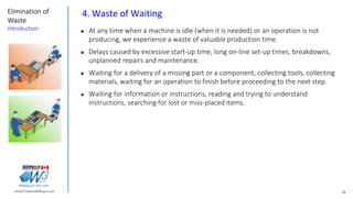 24Marek.Piatkowski@Rogers.com
Elimination of
Waste
Introduction
Thinkingwin, Win, WIN
4. Waste of Waiting
 At any time wh...