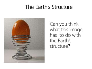 The Earth’s Structure
Can you think
what this image
has to do with
the Earth’s
structure?
 