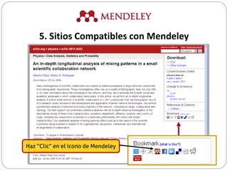 Haz “Clic” en el icono de Mendeley
5. Sitios Compatibles con Mendeley
 