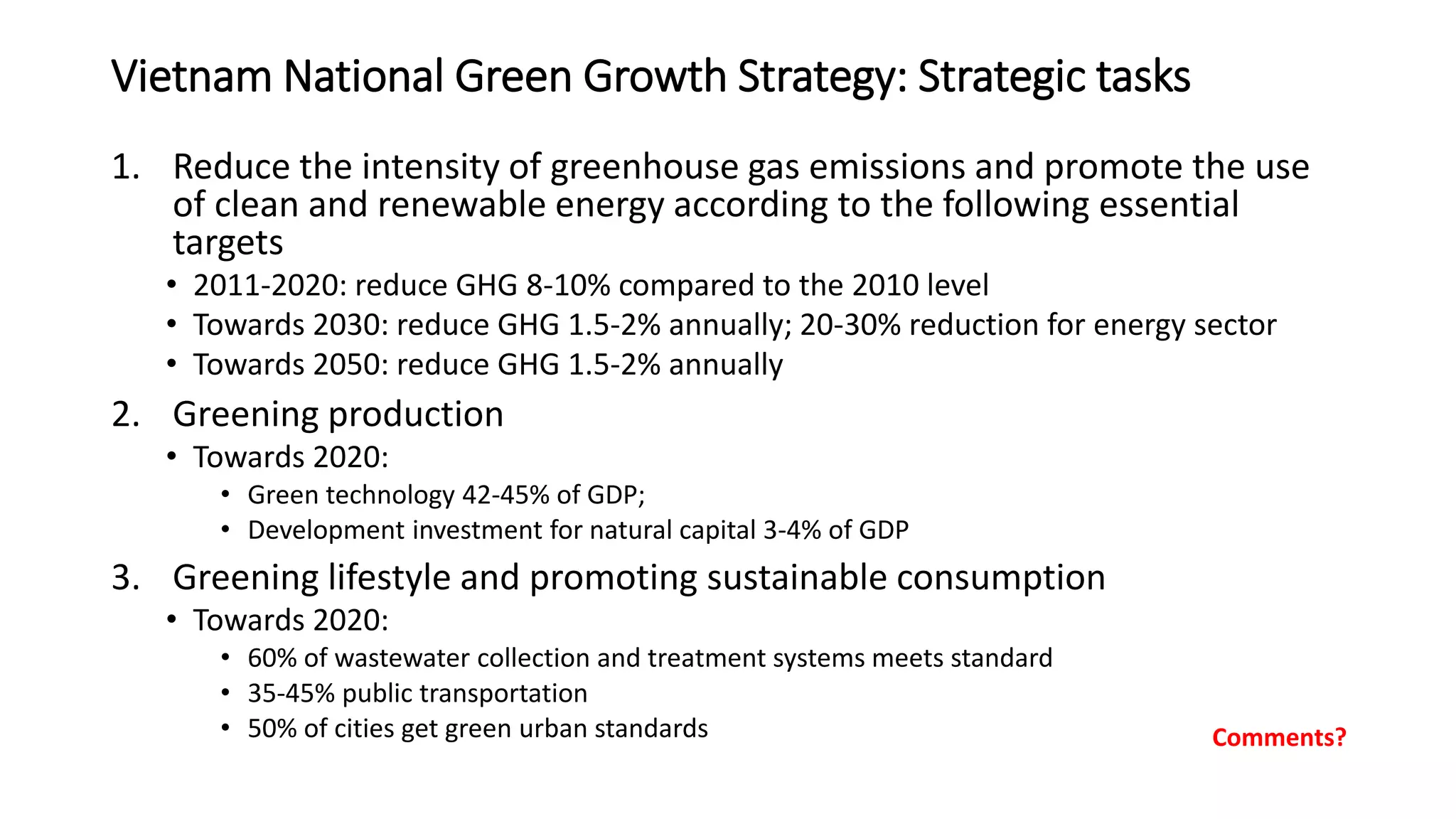 Greening water resource use: A perspective from the Vietnam National ...
