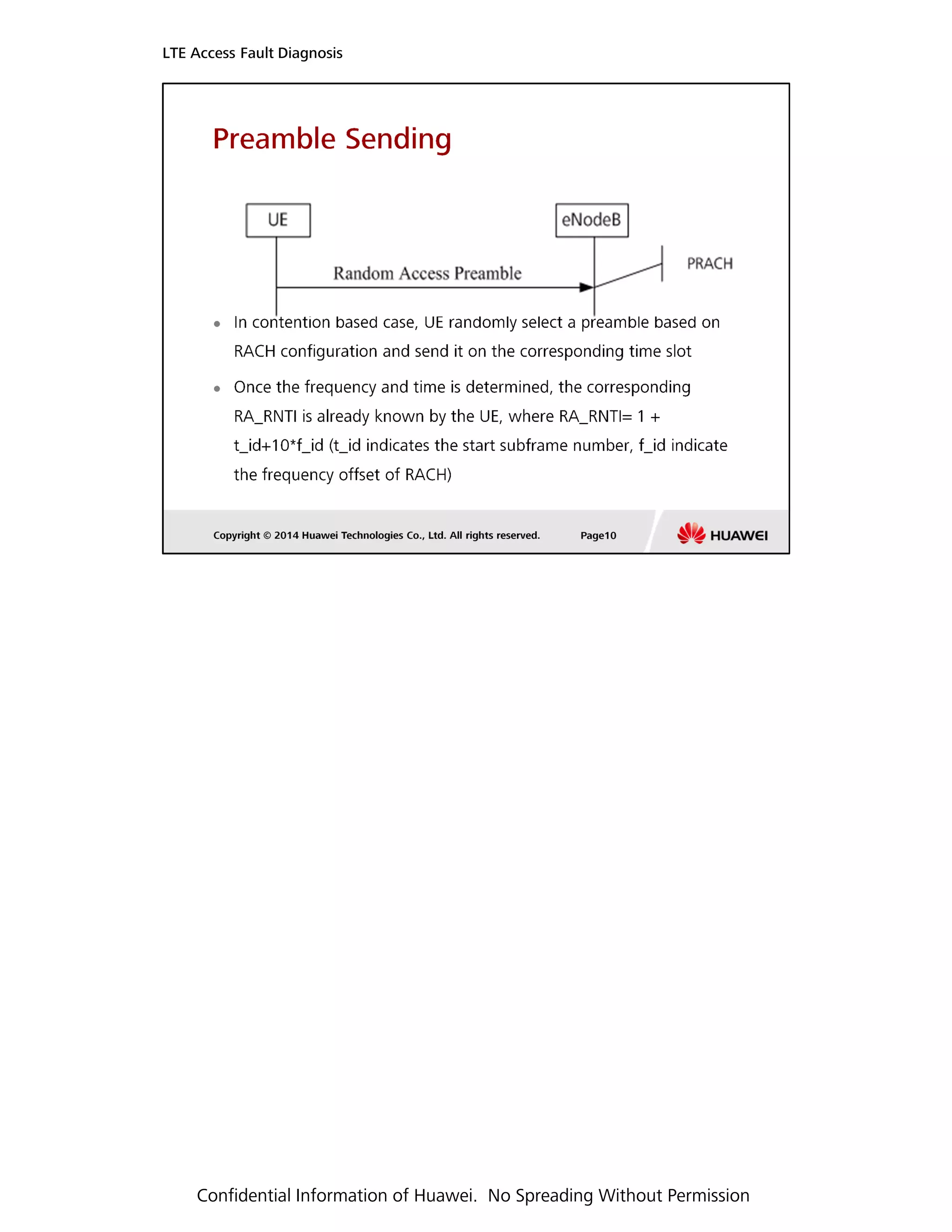 LTE Access Fault Diagnosis
Confidential Information of Huawei. No Spreading Without Permission
 